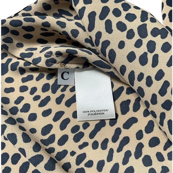 Ann Taylor Animal Print Ruffle Neck Blouse Size Small Long Sleeve Chic Workwear - Picture 11 of 12